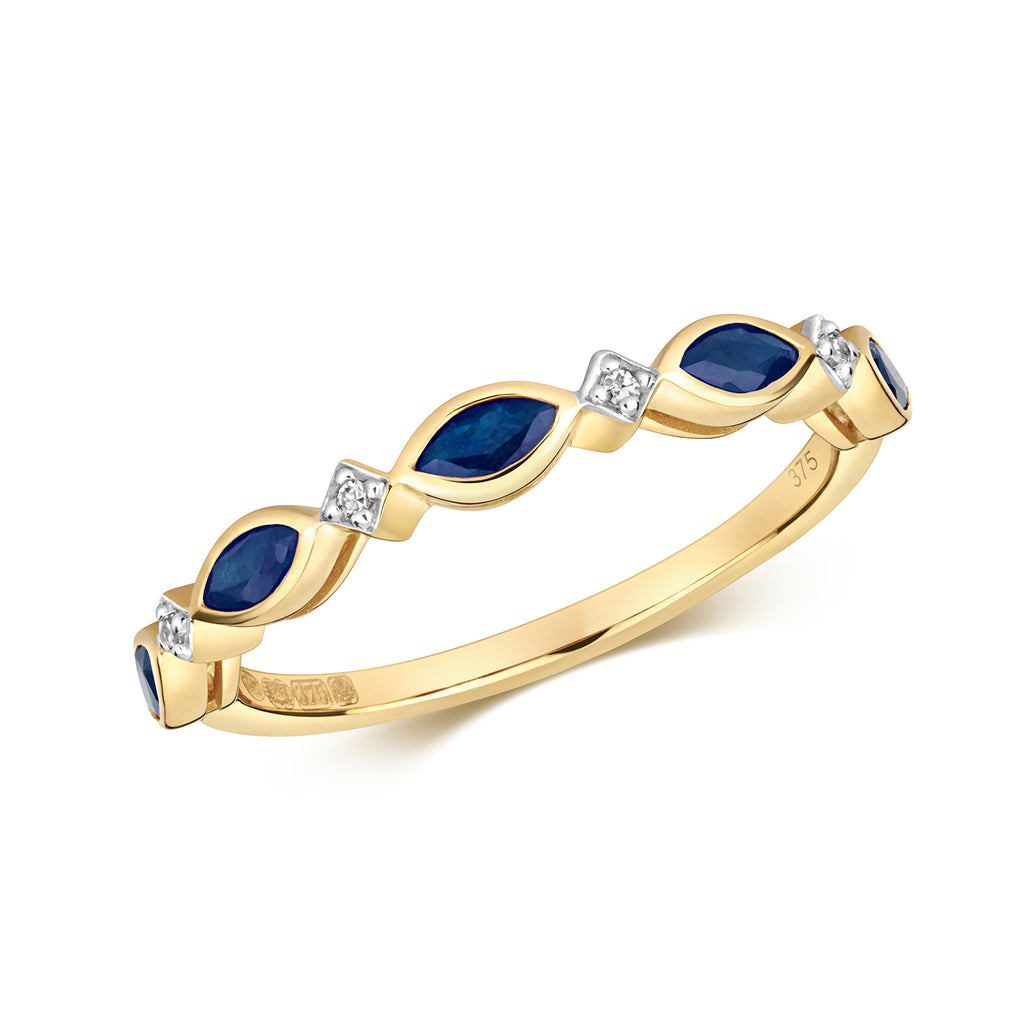 9ct Yellow Gold Sapphire and Diamond Eternity Ring 0.500+0.020 CT