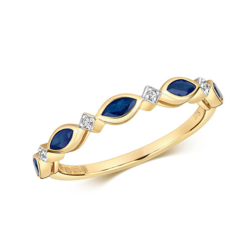9ct Yellow Gold Sapphire and Diamond Eternity Ring 0.500+0.020 CT
