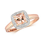 9ct Rose Gold Morganite and Diamond Dress Ring 0.170+0.010 CT