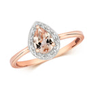 9ct Rose Gold Morganite and Diamond Dress Ring 0.110+0.010 CT