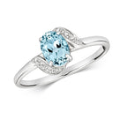 9ct White Gold Aquamarine and Diamond Dress Ring 0.130+0.010 CT