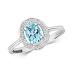 9ct White Gold Aquamarine and Diamond Dress Ring 0.130+0.010 CT