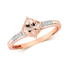 9ct Rose Gold Morganite and Diamond Dress Ring 0.170+0.010 CT