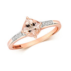9ct Rose Gold Morganite and Diamond Dress Ring 0.170+0.010 CT