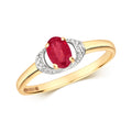 9ct Yellow Gold Ruby and Diamond Dress Ring 0.120+0.010 CT