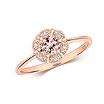 9ct Rose Gold Morganite and Diamond Dress Ring 0.46 CT