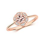 9ct Rose Gold Morganite and Diamond Dress Ring 0.46 CT