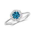 9ct White Gold Blue Topaz and Diamond Dress Ring 0.68 CT