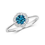9ct White Gold Blue Topaz and Diamond Dress Ring 0.68 CT