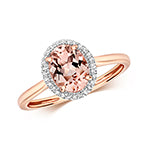 9ct Rose Gold Morganite and Diamond Dress Ring 1.150+0.080 CT