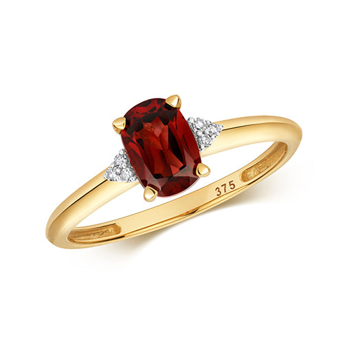 9ct Yellow Gold Garnet and Diamond Dress Ring 1.260+0.030 CT