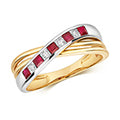 9ct Yellow Gold Ruby and Diamond Dress Ring 0.350+0.040 CT