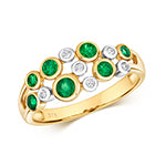 9ct Yellow Gold Emerald and Diamond Dress Ring 0.5 CT