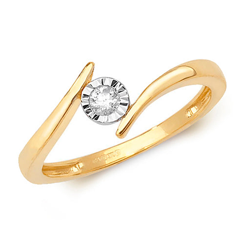 9ct Yellow Gold Diamond Dress Ring RD532