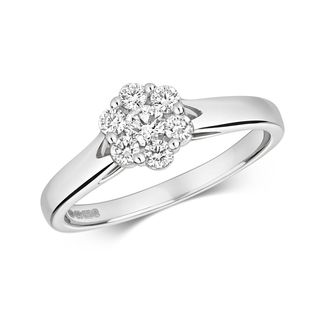 9ct White Gold Diamond Dress Ring 0.35 CT RD655W