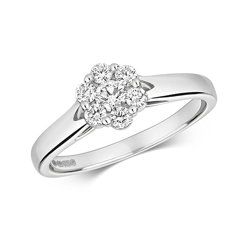 9ct White Gold Diamond Dress Ring 0.35 CT RD655W