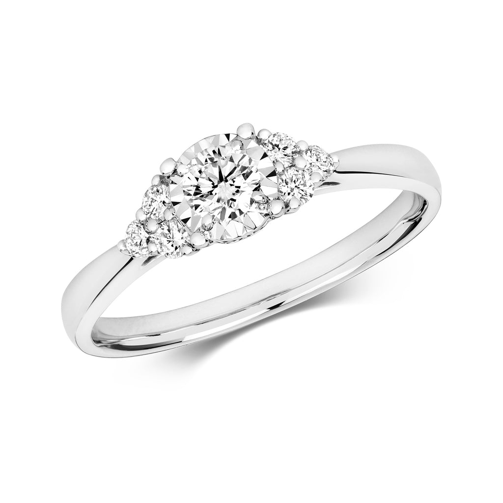 9ct White Gold Diamond Engagement Ring 0.35 CT