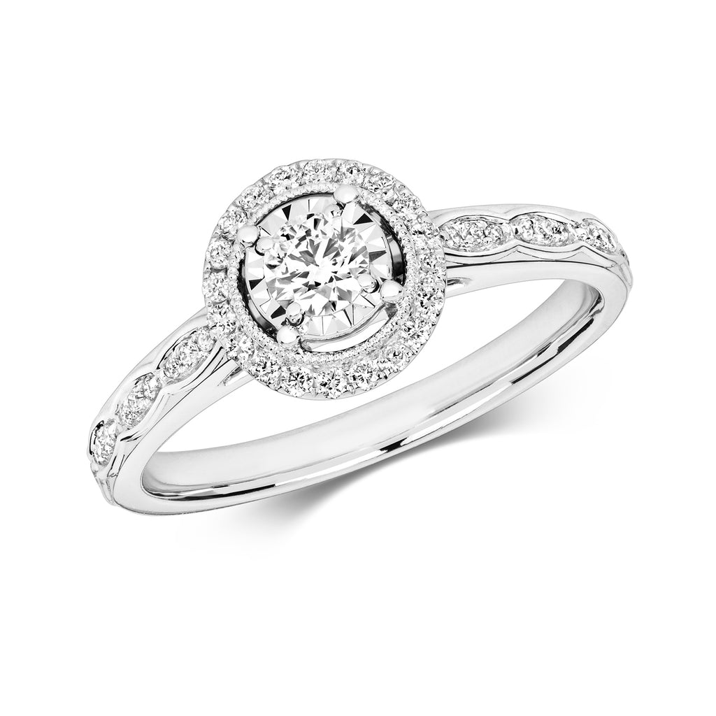 9ct White Gold Diamond Engagement Ring 0.35 CT