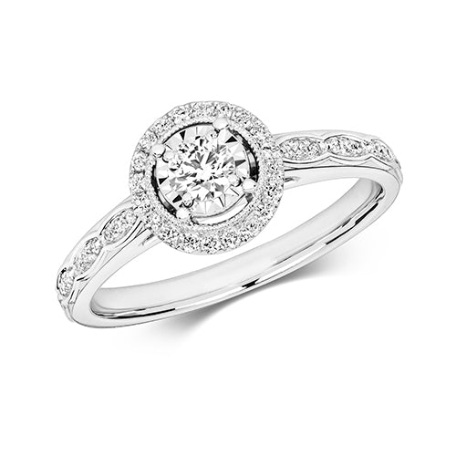 9ct White Gold Diamond Engagement Ring 0.35 CT