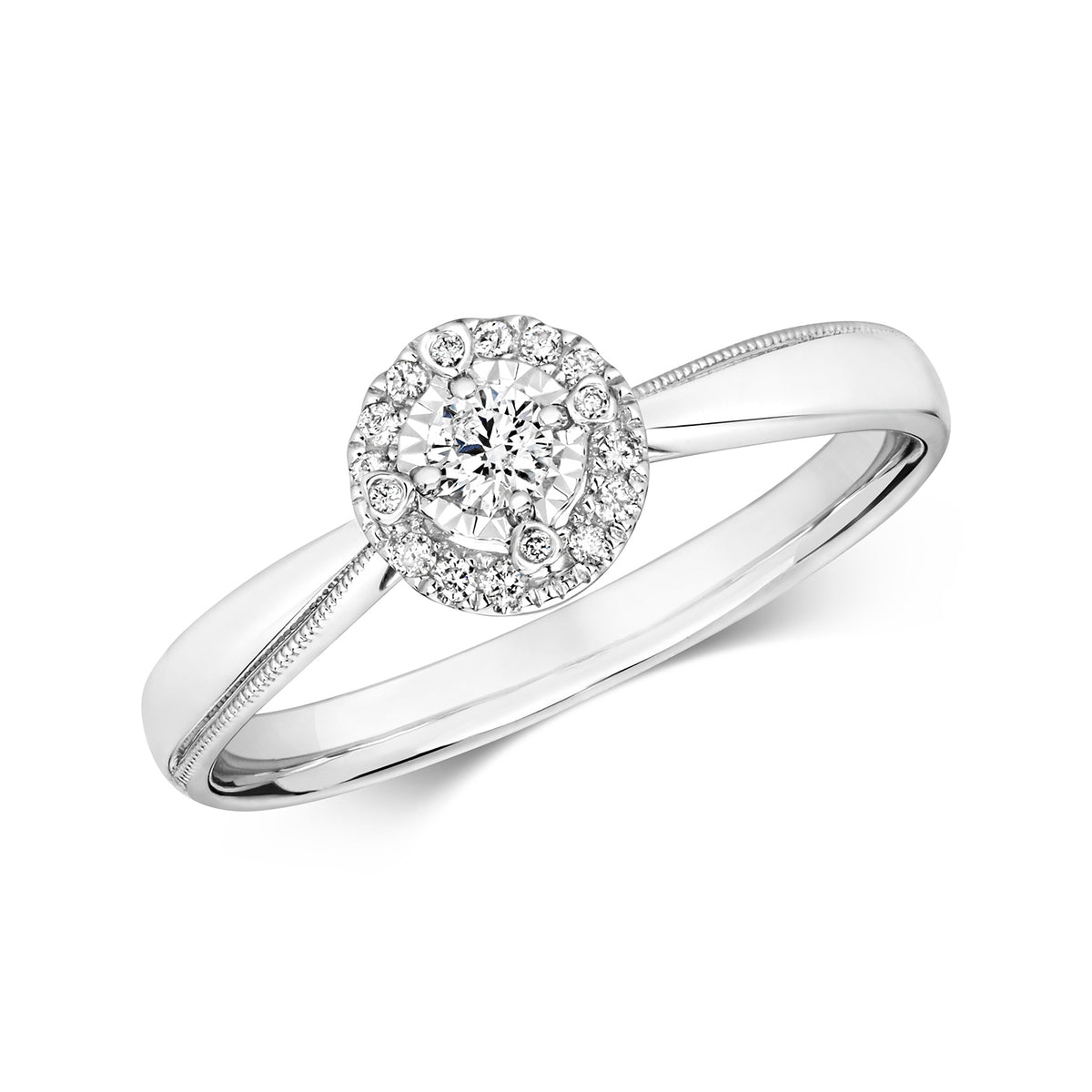 9ct White Gold Diamond Engagement Ring 0.13 CT