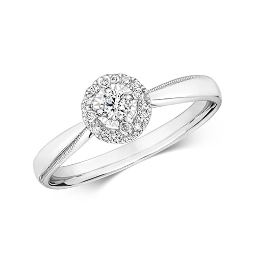 9ct White Gold Diamond Engagement Ring 0.13 CT