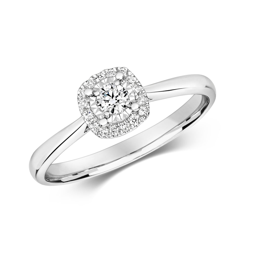 9ct White Gold Diamond Engagement Ring 0.16 CT