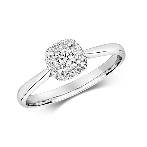 9ct White Gold Diamond Engagement Ring 0.16 CT