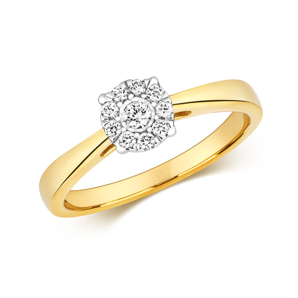 9ct Yellow Gold Diamond Engagement Ring 0.15 CT