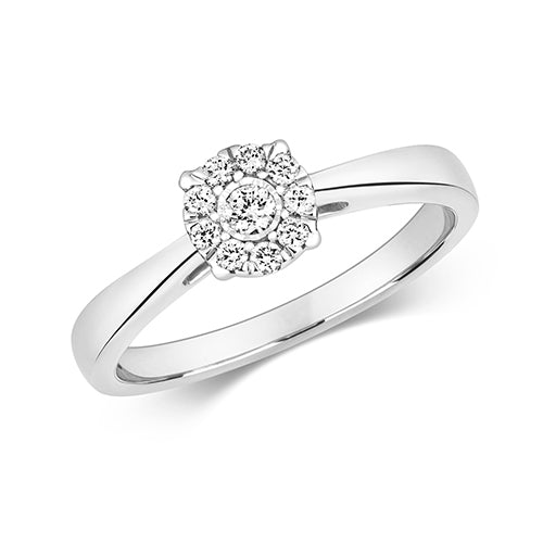 9ct White Gold Diamond Engagement Ring 0.15 CT