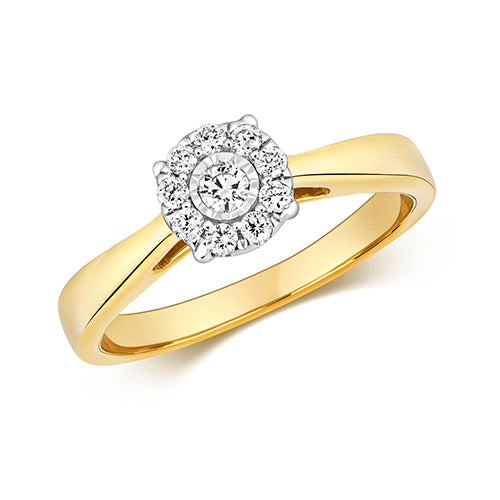 9ct Yellow Gold Diamond Engagement Ring 0.2 CT