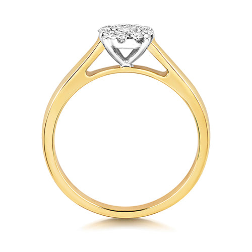 9ct Yellow Gold Diamond Engagement Ring 0.2 CT