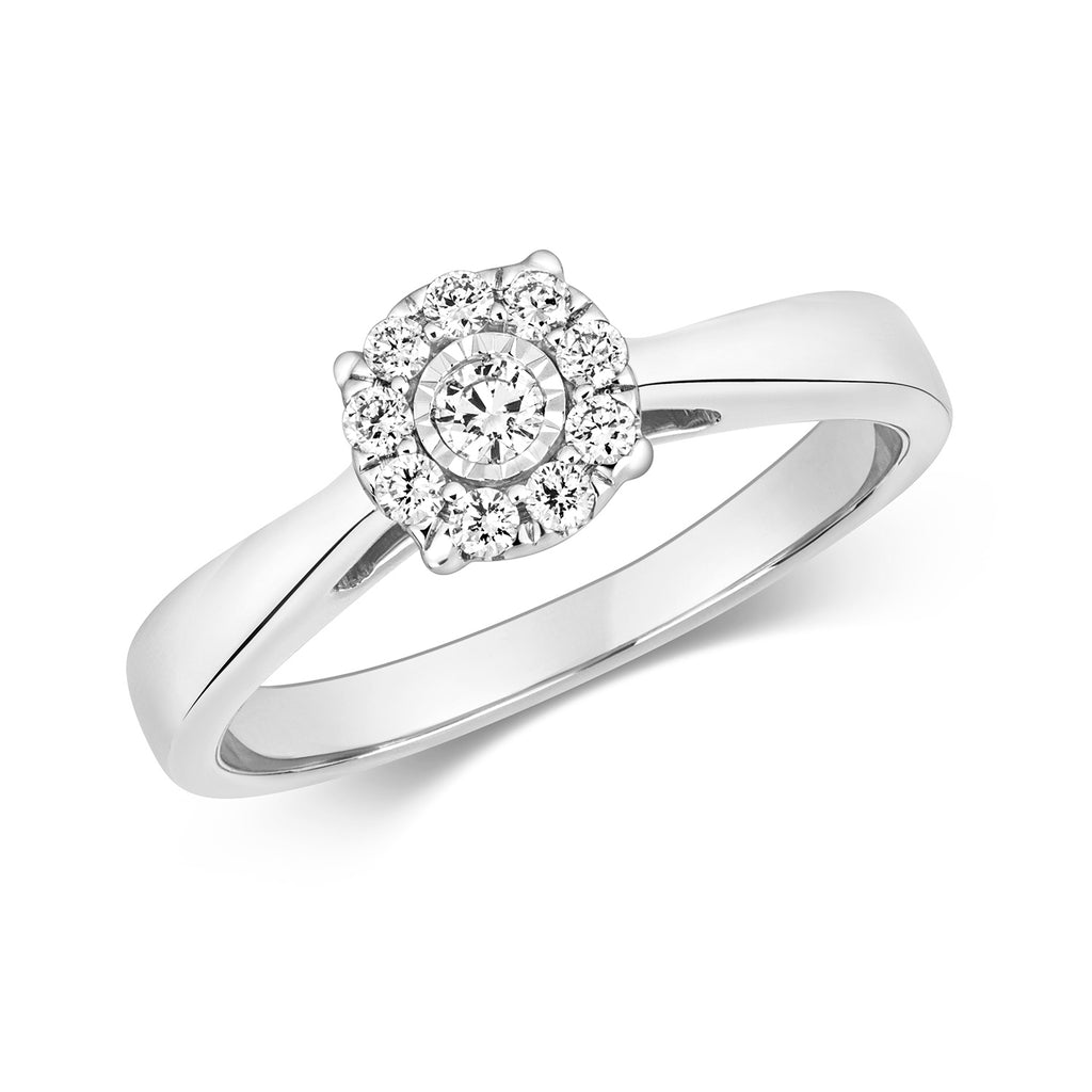9ct White Gold Diamond Engagement Ring 0.2 CT