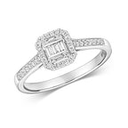 9ct White Gold Diamond Engagement Ring 0.100+0.150 CT