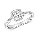 9ct White Gold Diamond Engagement Ring 0.100+0.150 CT