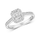 Modrwy Ymgysylltu Diemwnt Aur Gwyn 9ct 0.110+0.220 CT
