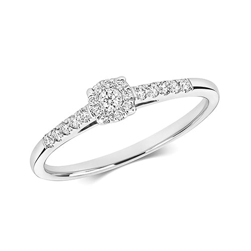 9ct White Gold Diamond Engagement Ring 0.16 CT