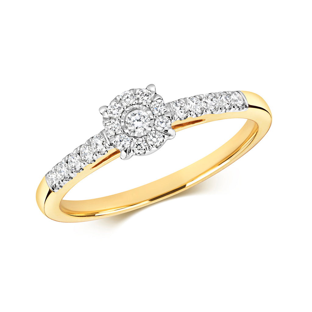 9ct Yellow Gold Diamond Engagement Ring 0.25 CT