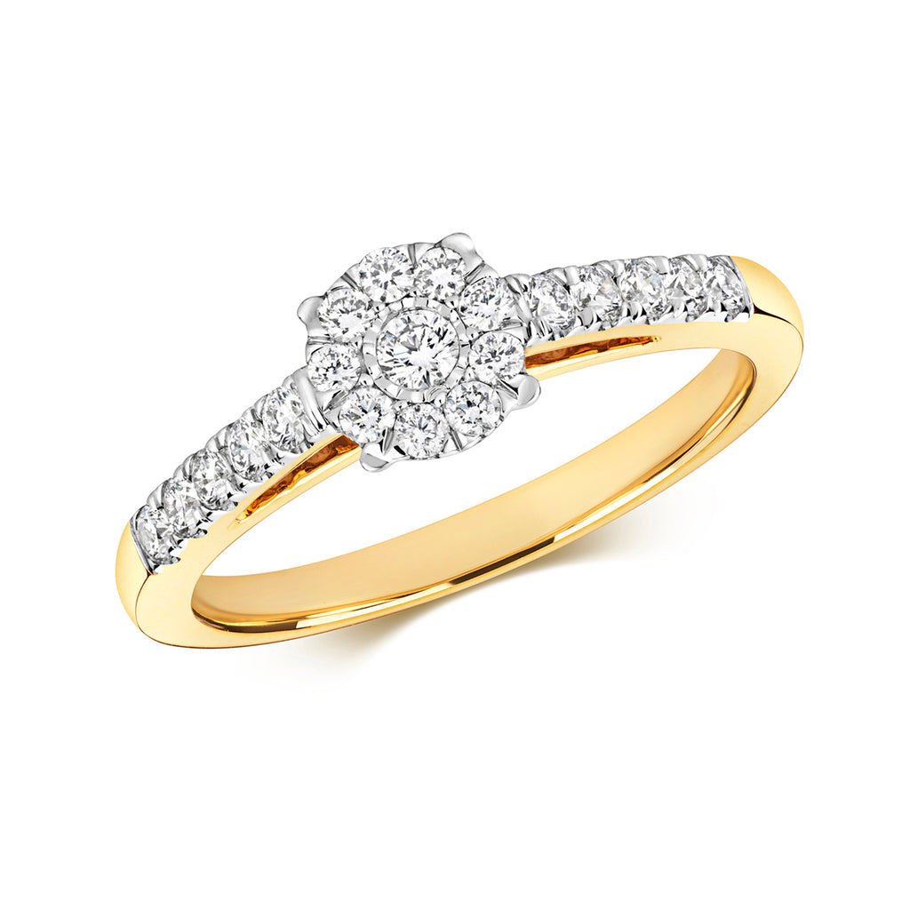 9ct Yellow Gold Diamond Engagement Ring 0.37 CT