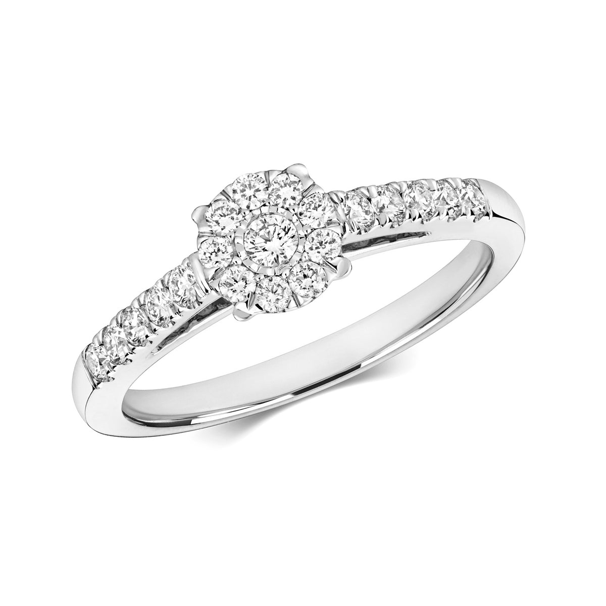 9ct White Gold Diamond Engagement Ring 0.37 CT