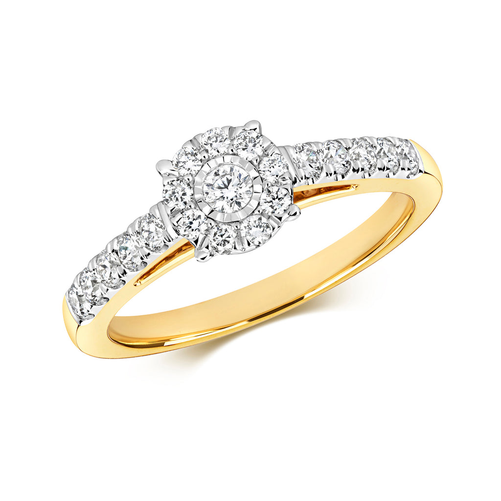 9ct Yellow Gold Diamond Engagement Ring 0.5 CT