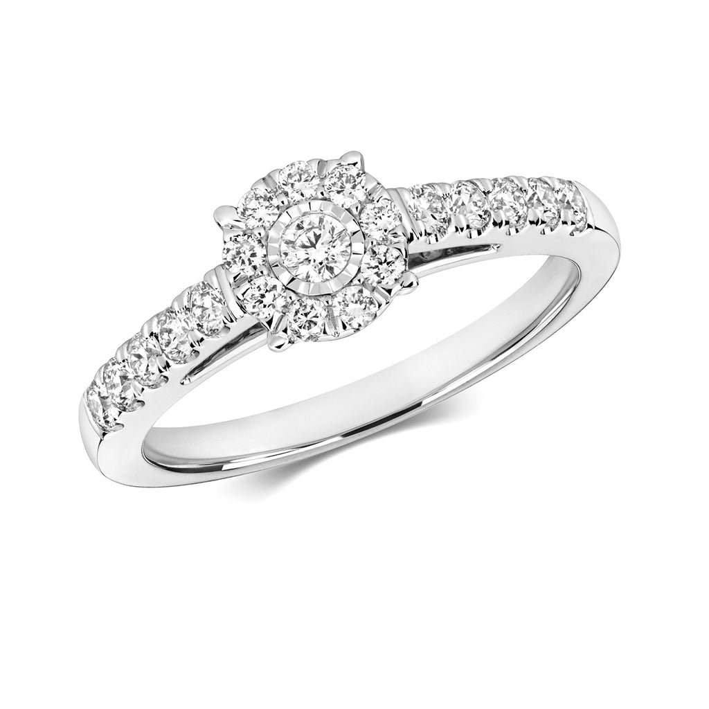 9ct White Gold Diamond Engagement Ring 0.5 CT