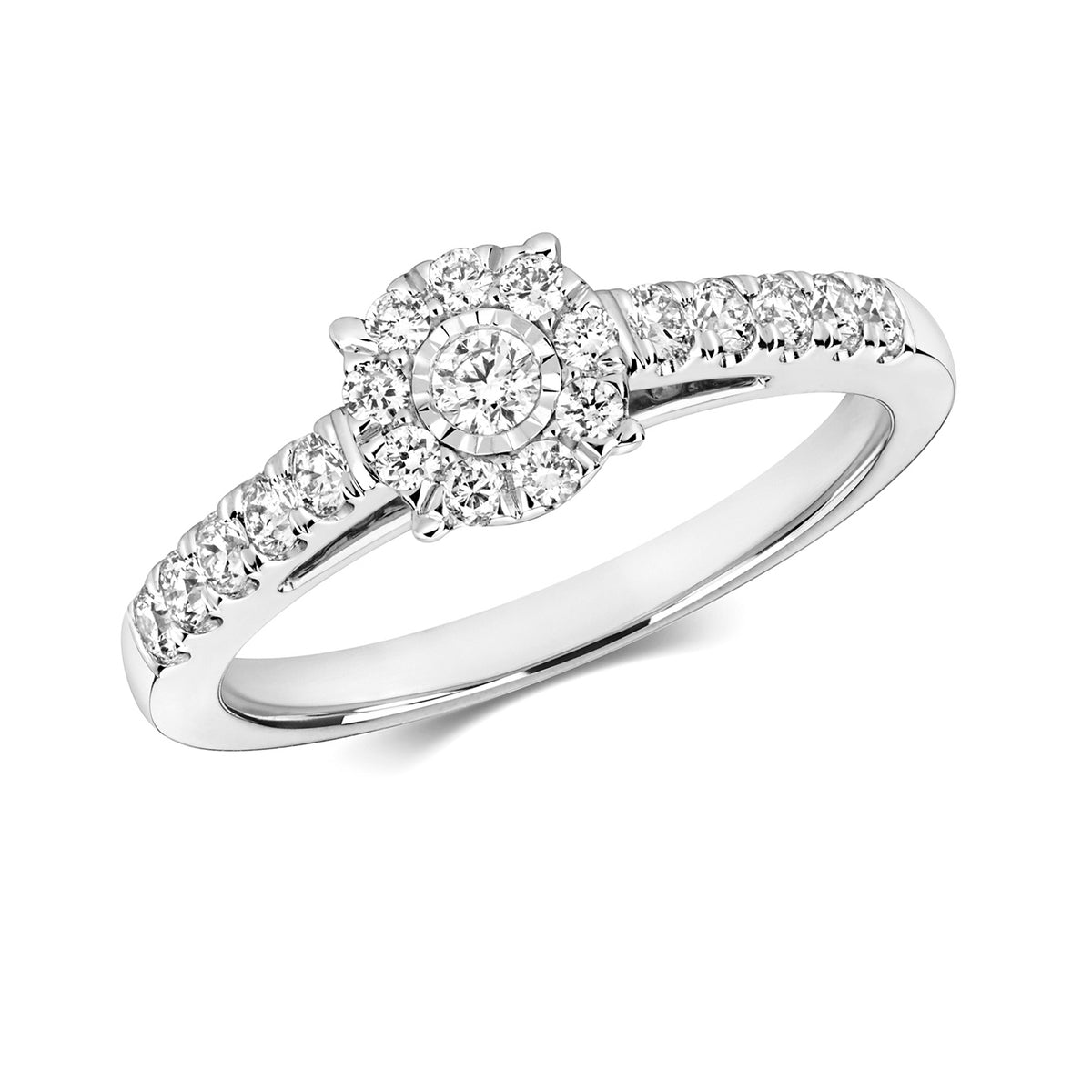 9ct White Gold Diamond Engagement Ring 0.5 CT