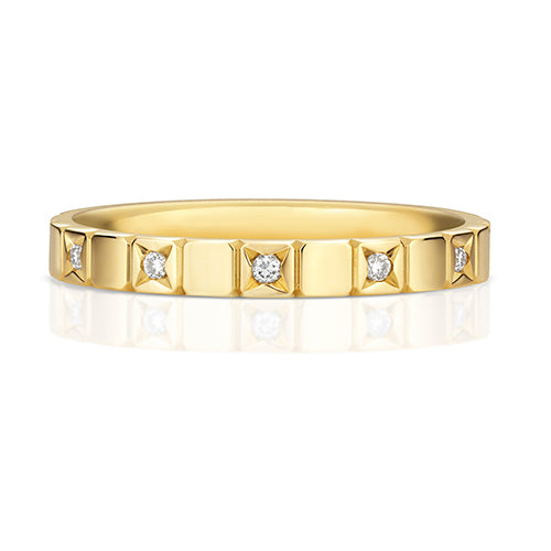 9ct Yellow Gold Diamond Wedding Band Ring 0.12 CT