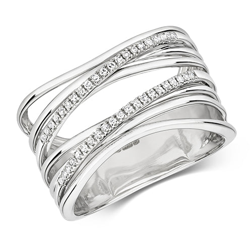 9ct White Gold Diamond Dress Ring 0.12 CT