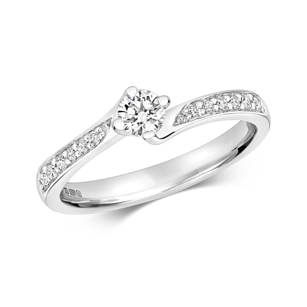 18ct White Gold Diamond Engagement Ring 0.37 CT