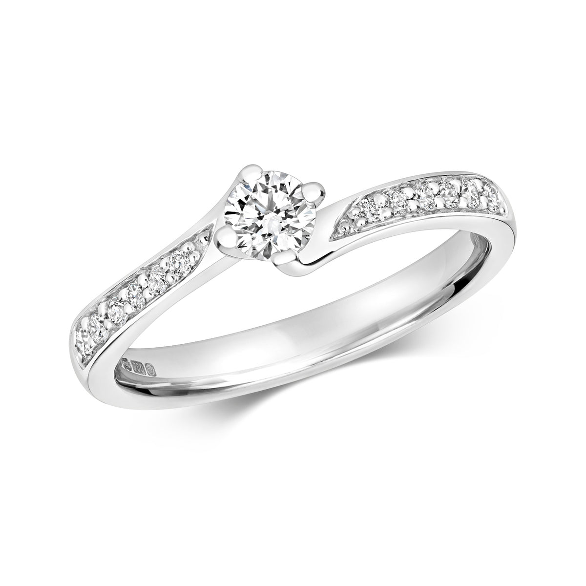 18ct White Gold Diamond Engagement Ring 0.37 CT