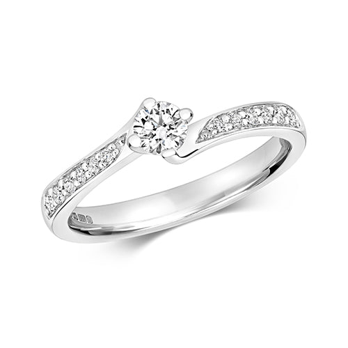 18ct White Gold Diamond Engagement Ring 0.37 CT