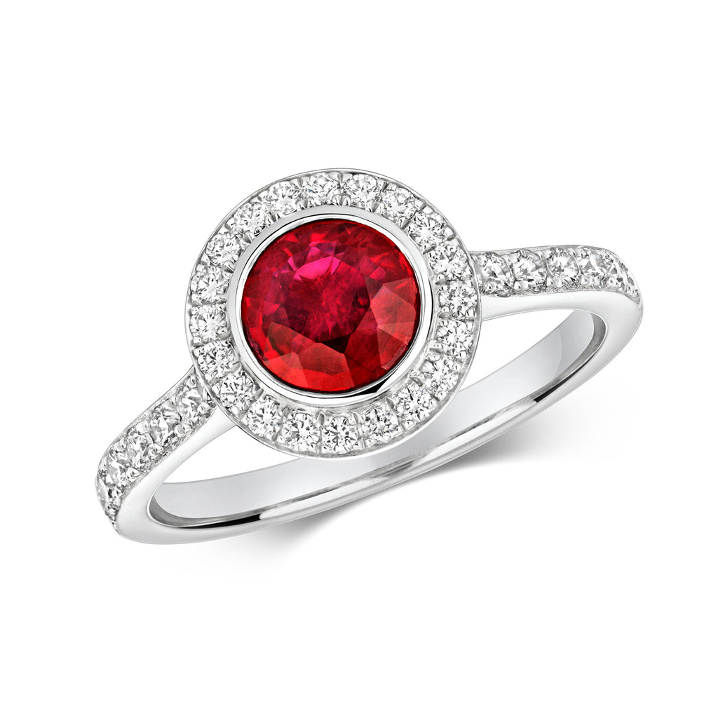 Modrwy Ddyweddïo Diemwnt Aur Gwyn 18ct