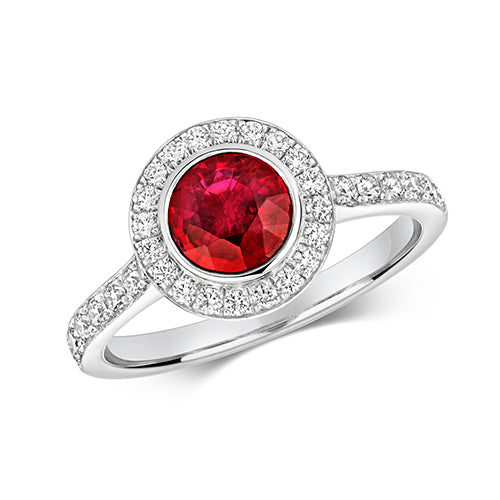 Modrwy Ddyweddïo Diemwnt Aur Gwyn 18ct