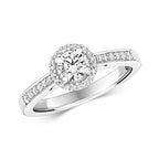 Modrwy Ddyweddïo Diemwnt Aur Gwyn 18ct